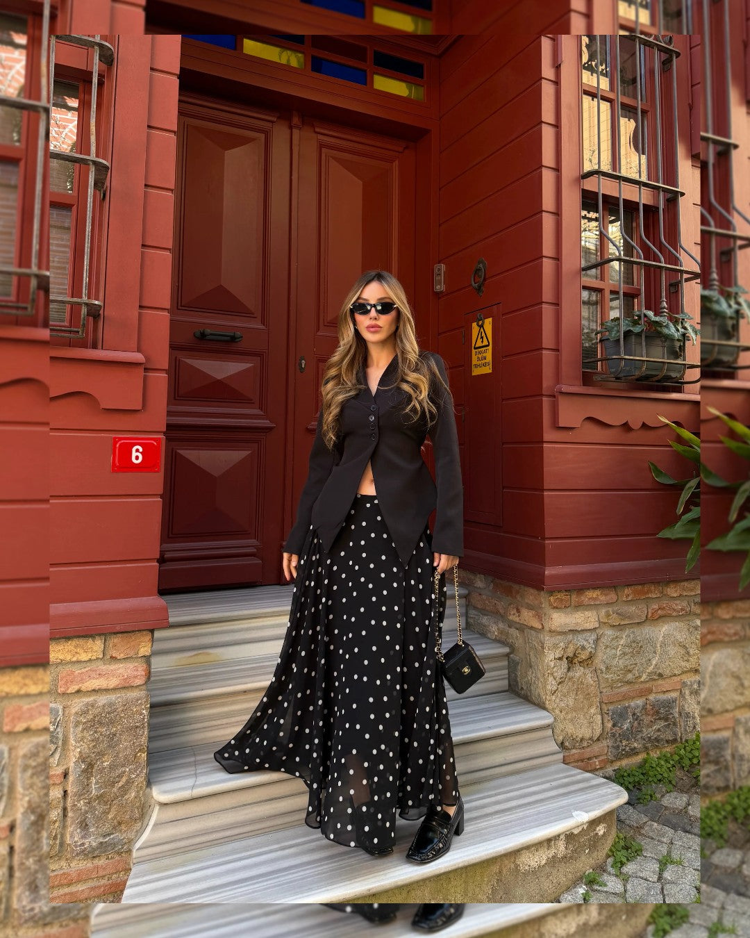 Flowing Polka Midi Skirt