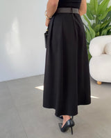 Flowy Midi Skirt + Belt
