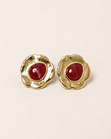 Garnet Hammered Studs