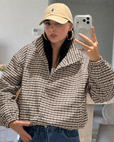 Gingham Drawstring Jacket