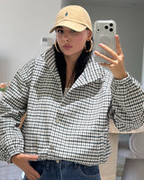 Gingham Drawstring Jacket