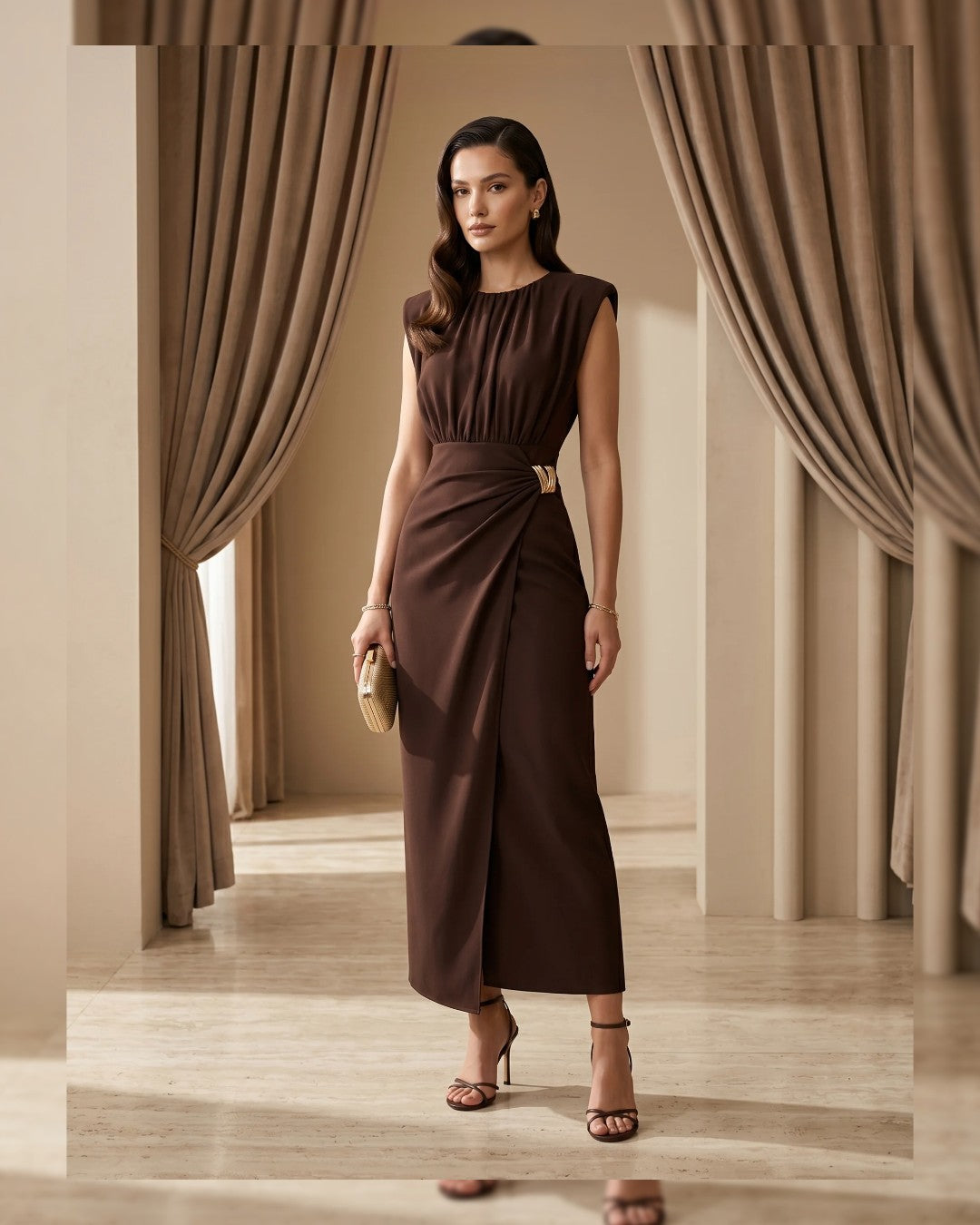Gold Detail Wrap Dress