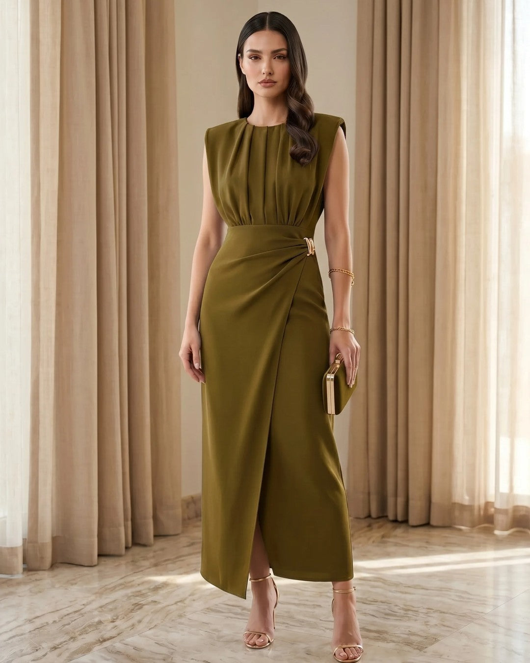 Gold Detail Wrap Dress