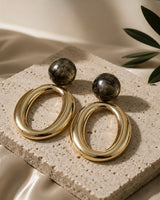 Gold Oval Statment Earrings