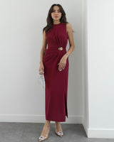 Golden Drape Maxi Dress