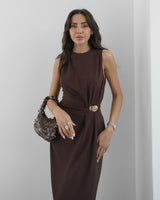 Golden Drape Maxi Dress