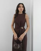 Golden Drape Maxi Dress