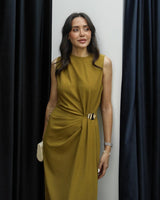 Golden Drape Maxi Dress