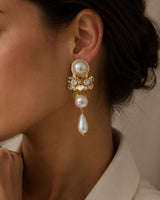 Golden Pearl Drape Earrings