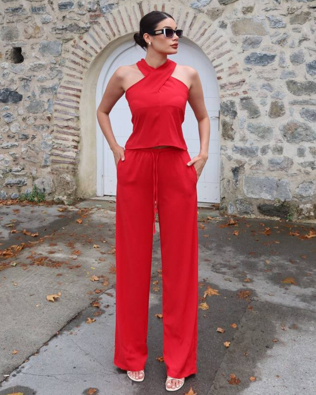 Halter Neck Two-Piece Set
