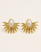 Helia Pearl Sunburst Earrings