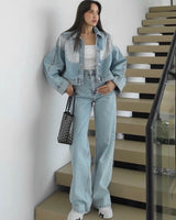 Lace Detail Denim Set