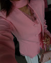 Lace Detail Structured Blazer + Belt