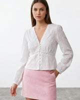 Lace Detail V-Neck Blouse