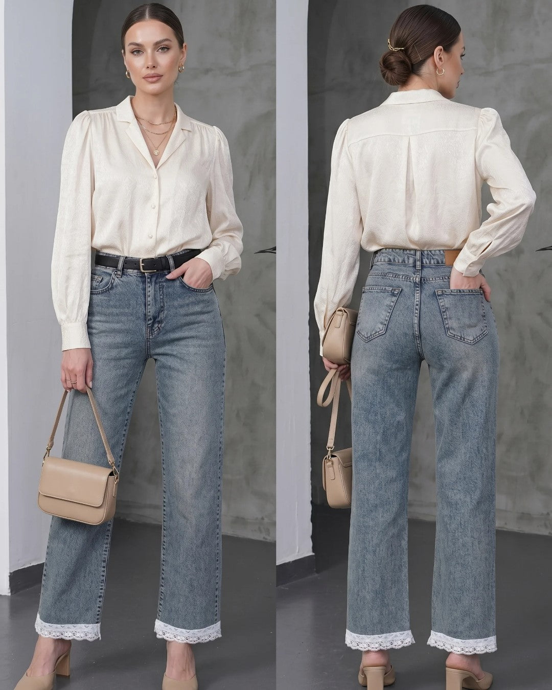 Lace Trim Denim