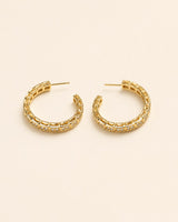 Lattice Pavé Gold Hoops