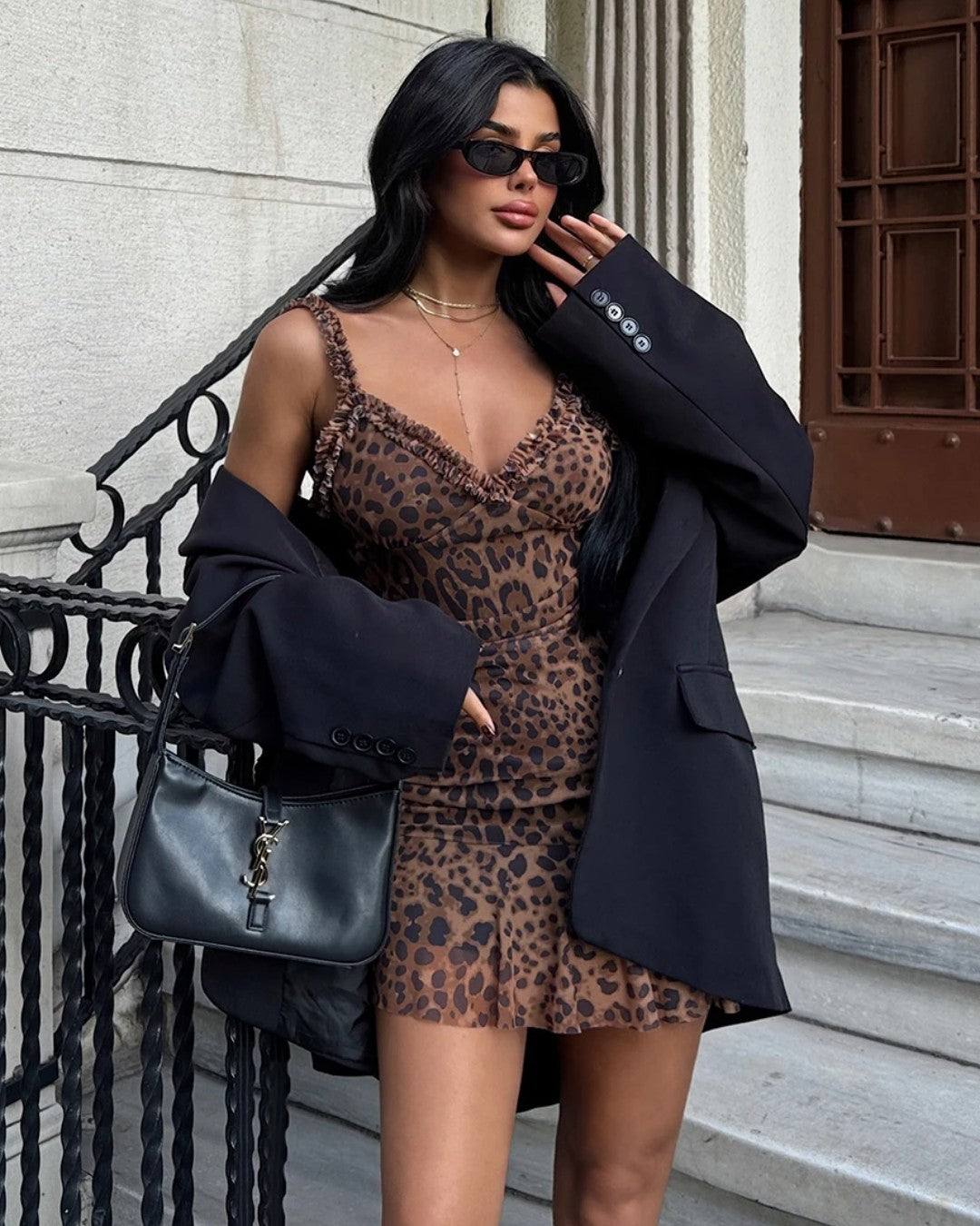 Leopard Ruffle Mini Dress
