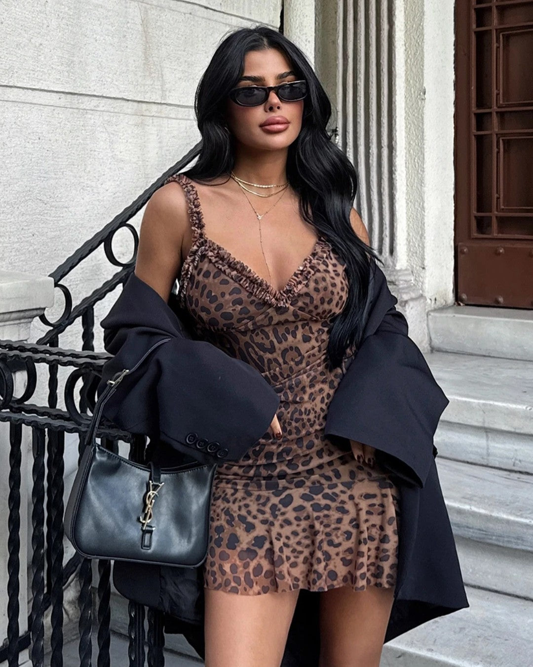 Leopard Ruffle Mini Dress