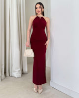 Luxe Sculpt Halter Neck Dress