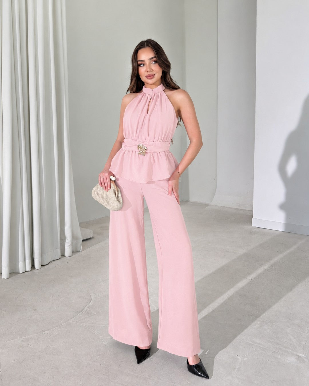 Marielle Halter Peplum Jumpsuit
