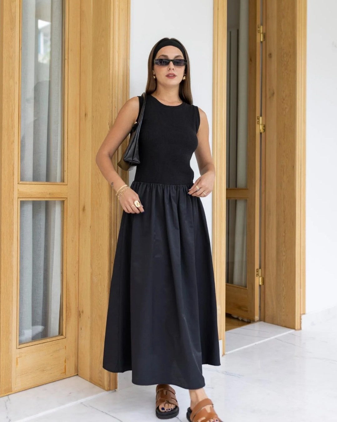 Noémie Contrast Midi Dress