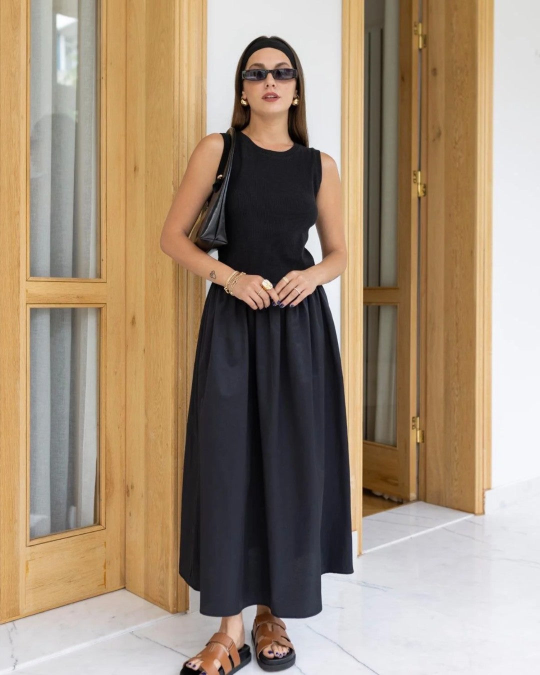 Noémie Contrast Midi Dress