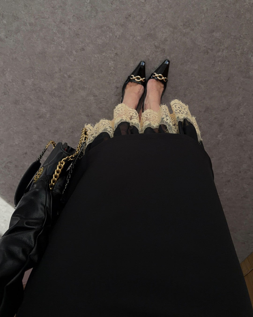 Noir Lace Midi Skirt