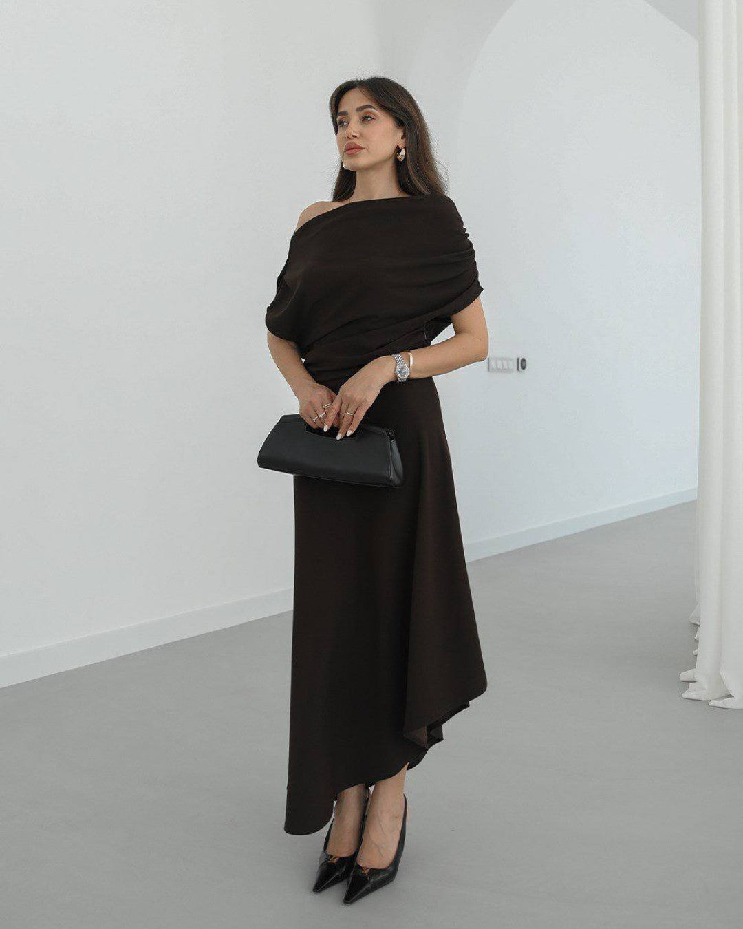 Off-Shoulder Asymmetric Dress
