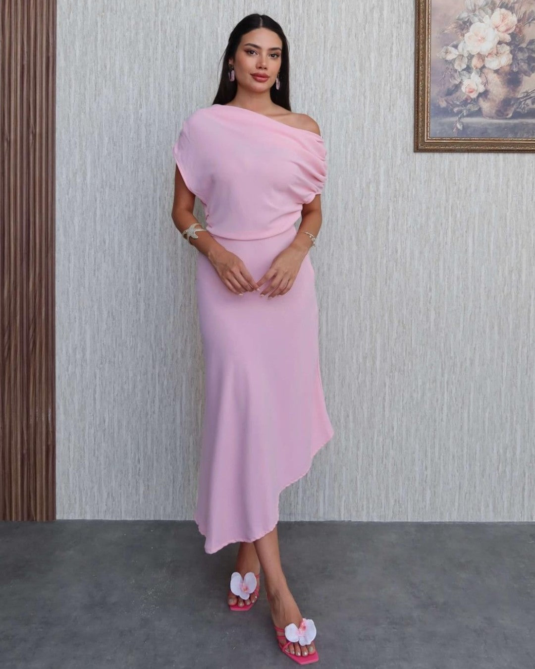 Off-Shoulder Asymmetric Dress