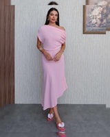 Off-Shoulder Asymmetric Dress