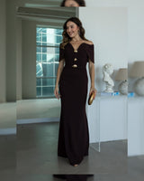 Off-Shoulder Golden Dress