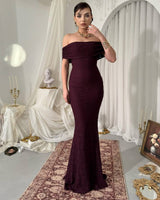 Off-Shoulder Lace Siren Gown