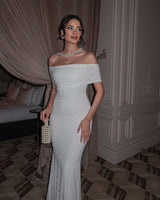 Off-Shoulder Lace Siren Gown