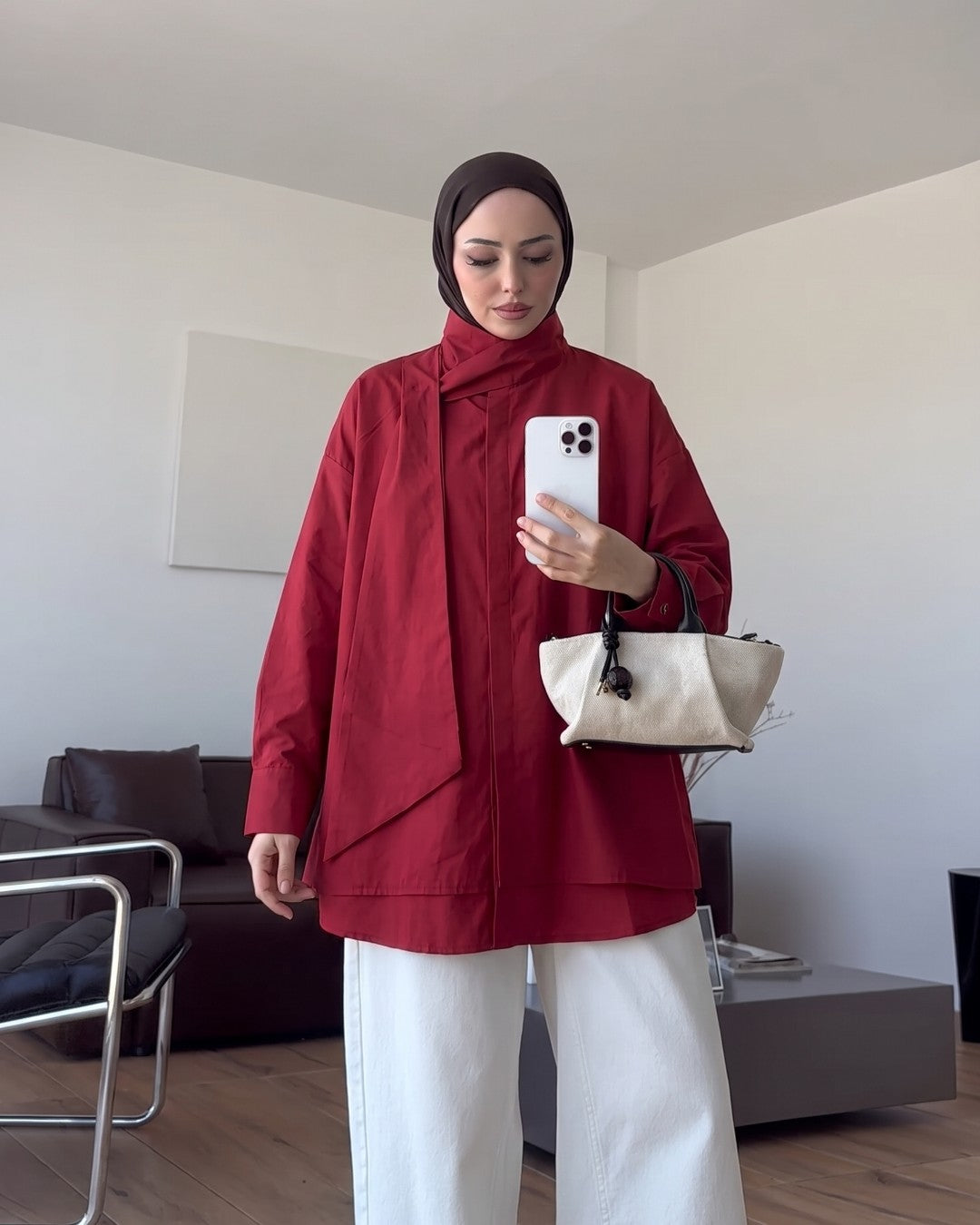 Oversized Scarf-Tie Shirt + Belt