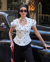 Parisian Tie Neck Polka Blouse