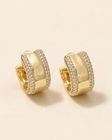 Pavé-Edge Gold Huggies
