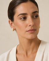 Pavé-Edge Gold Huggies