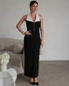 Pearl Detail Halter Dress