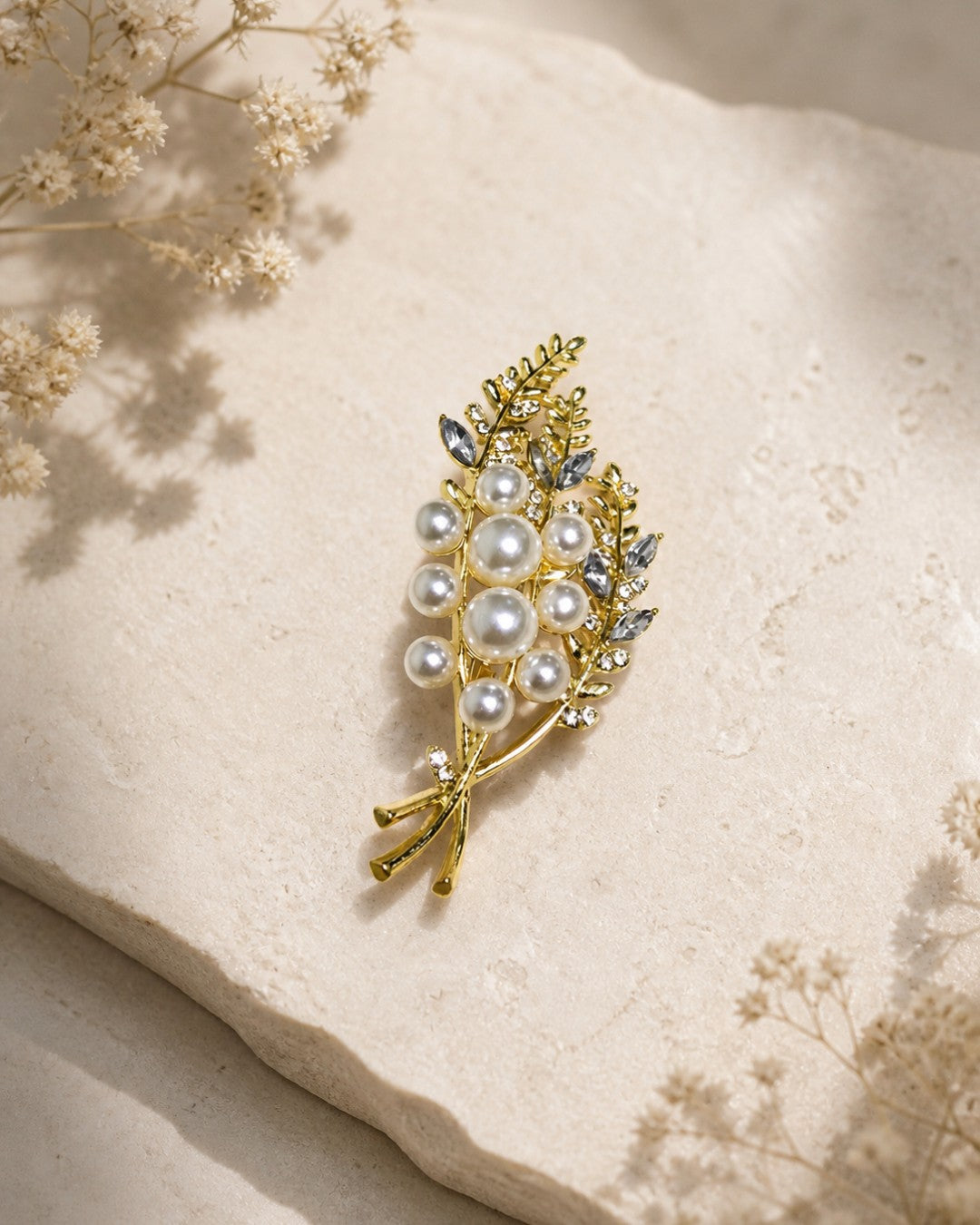 Pearl Leaf Brooch