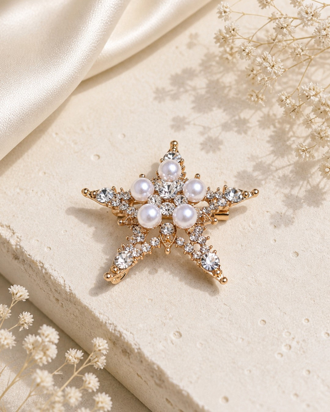 Pearl Star Brooch