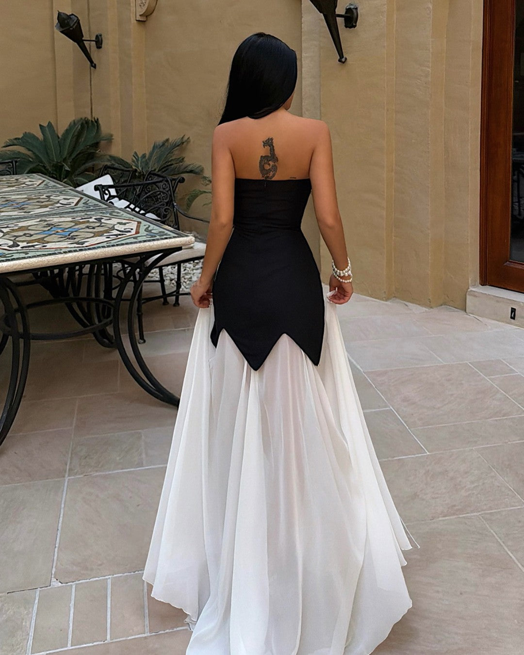 Pearl Strapless Gown Dress