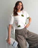 Pink Bloom Cream Knit