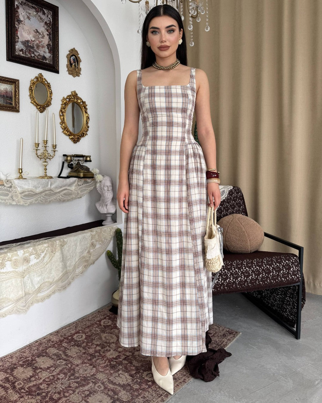 Plaid Midi Dress
