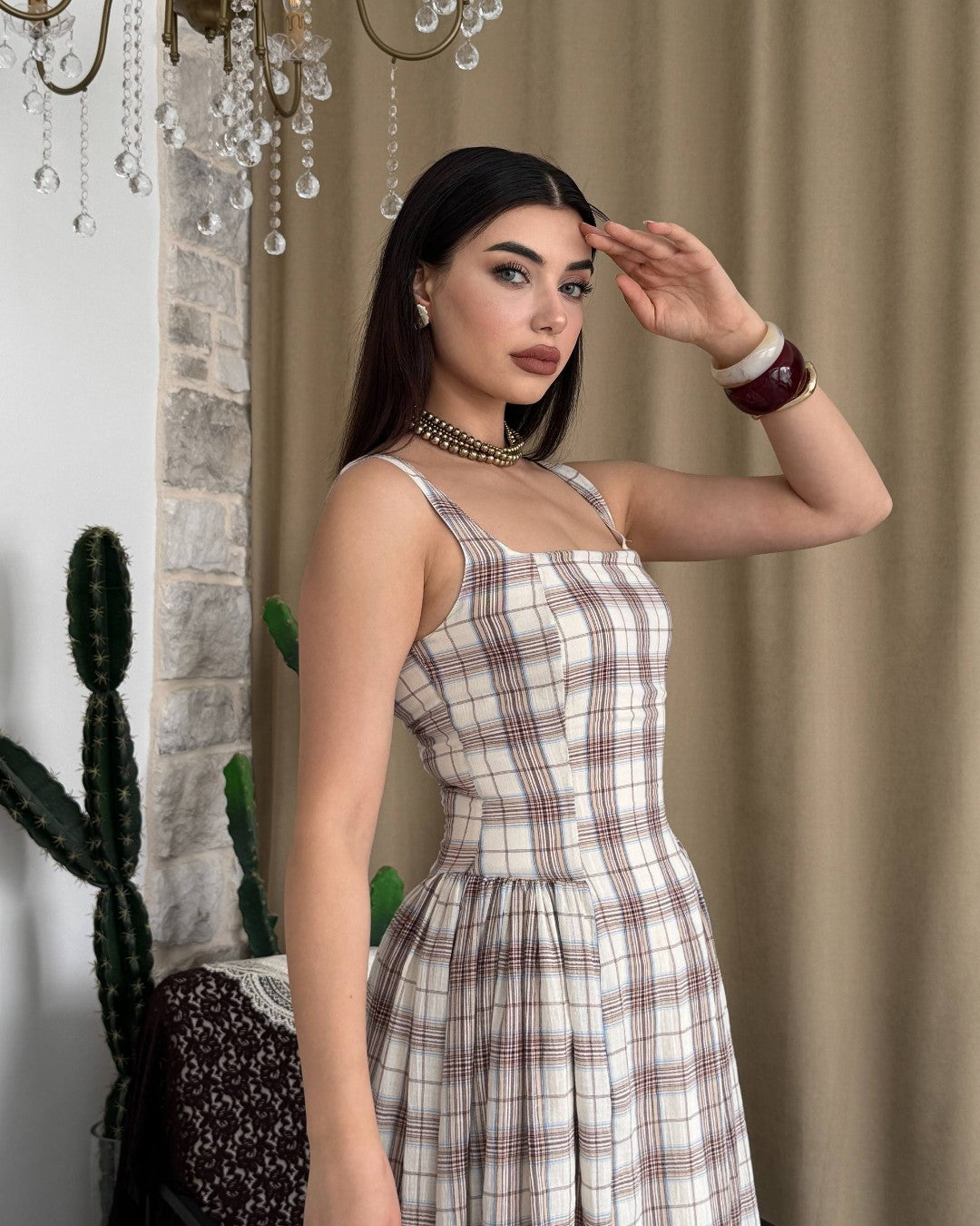 Plaid Midi Dress