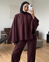 Pleated Wide-Leg Set