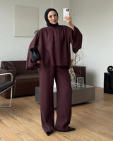 Pleated Wide-Leg Set