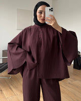 Pleated Wide-Leg Set