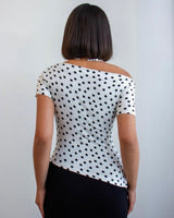 Polka Dot Asymmetric Fit Top