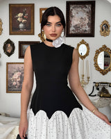 Polka Flow Contrast Dress