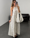 Polka Halter Maxi Dress with Matching Bag